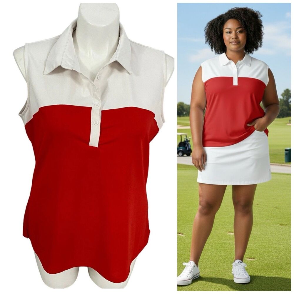 Jack Smith Top Womens 2XL Athleisure Shirt Orange Golf Tennis Sports Colorblock